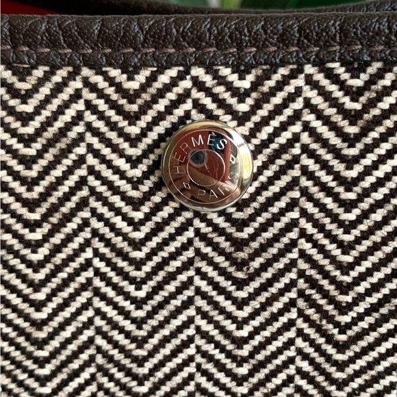 ❌SOLD❌Authentic HERMES Buffalo Leather and Chevron Wool Garden Party 36 Bag. - Picture 11 of 15